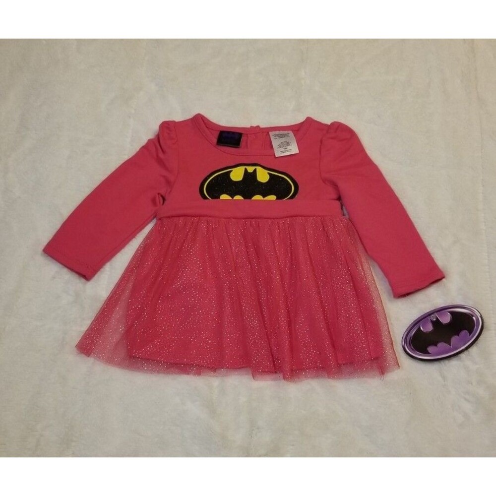 Baby Girls' BATMAN Tutu Dress Shimmer & Glitter Detail Pink Size 18 Months
